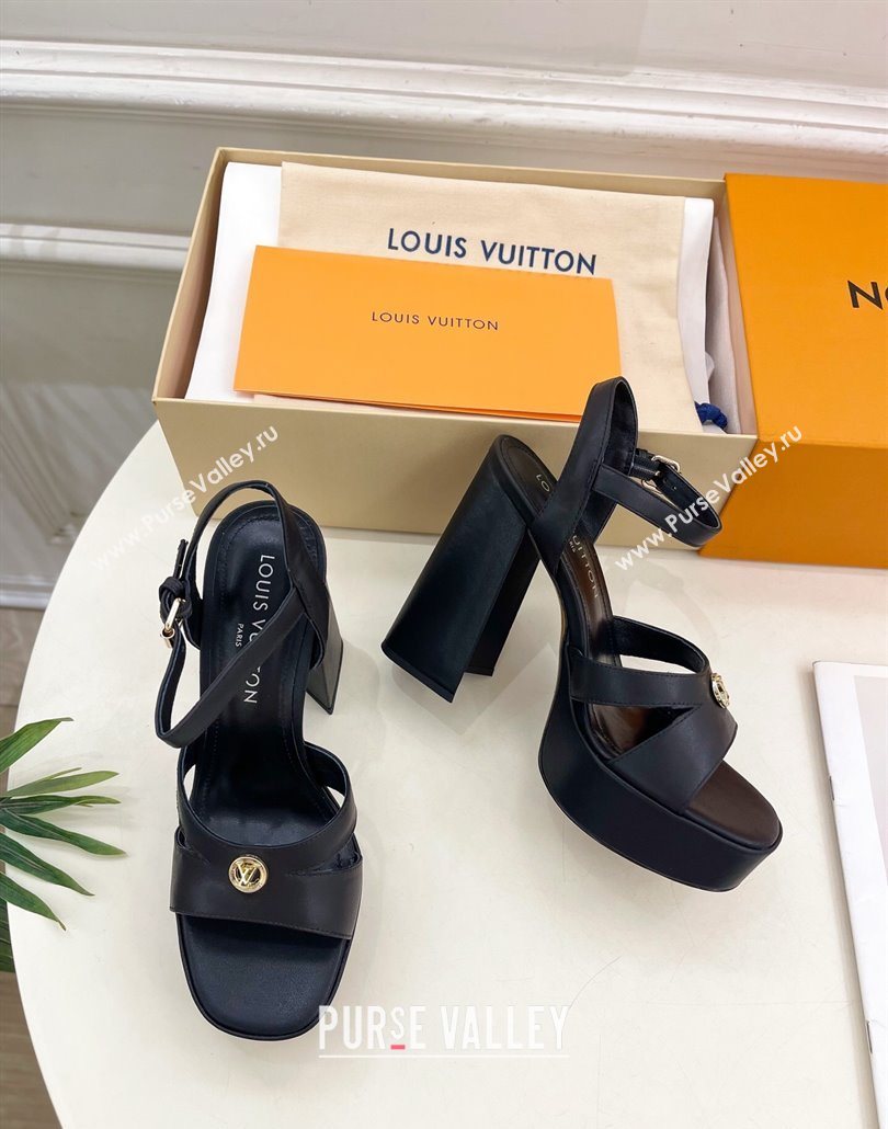 Louis Vuitton Maya Heeled Platform Sandals 12cm in Calf Leather Black 2025 1AGXXV (MD-250607050)