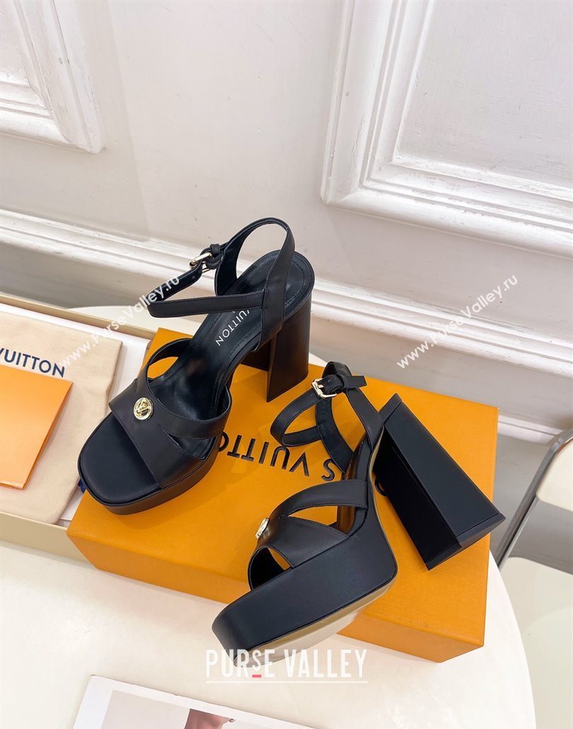 Louis Vuitton Maya Heeled Platform Sandals 12cm in Calf Leather Black 2025 1AGXXV (MD-250607050)