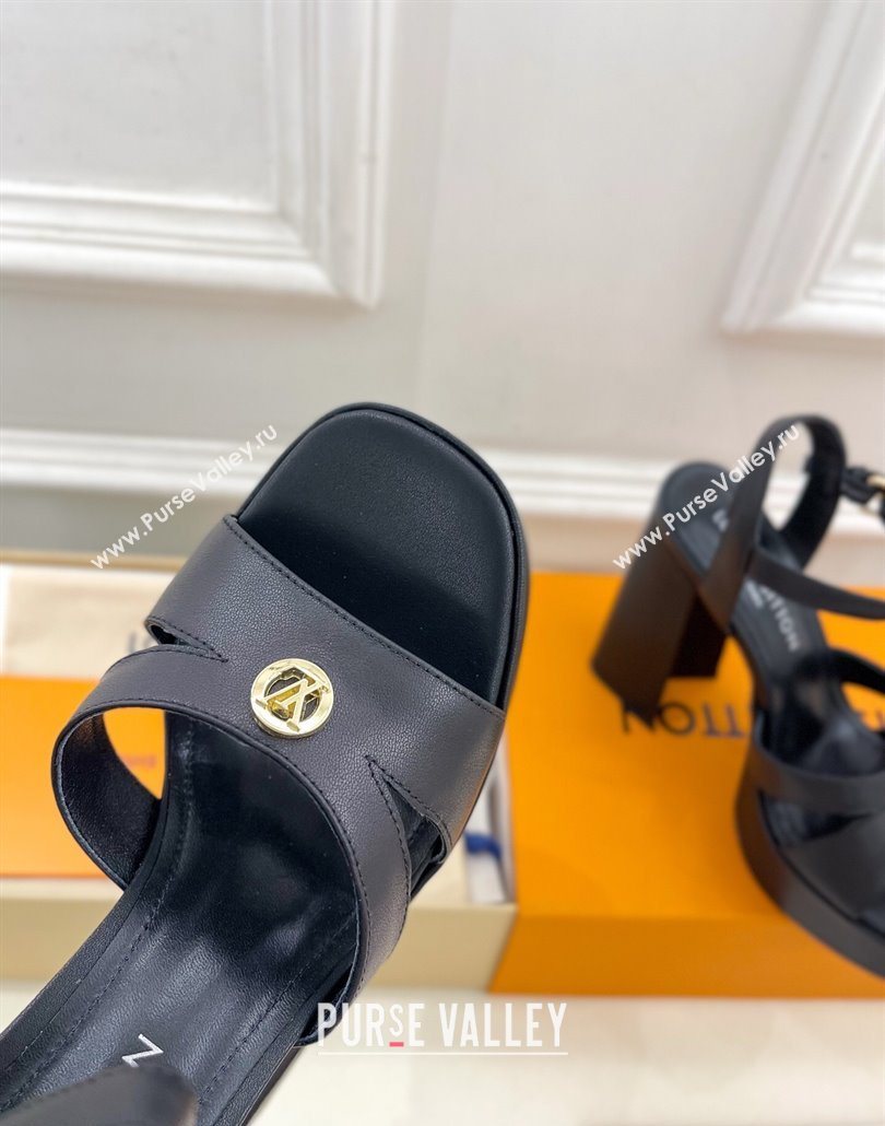 Louis Vuitton Maya Heeled Platform Sandals 12cm in Calf Leather Black 2025 1AGXXV (MD-250607050)