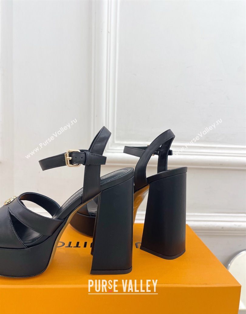 Louis Vuitton Maya Heeled Platform Sandals 12cm in Calf Leather Black 2025 1AGXXV (MD-250607050)