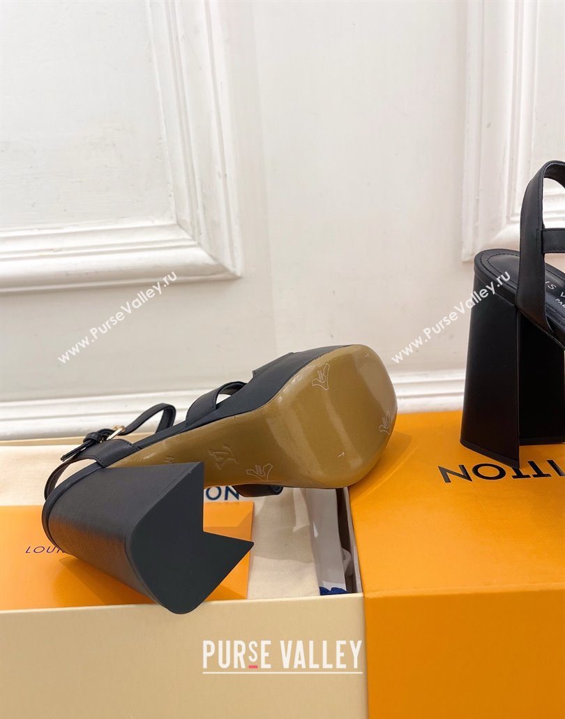 Louis Vuitton Maya Heeled Platform Sandals 12cm in Calf Leather Black 2025 1AGXXV (MD-250607050)