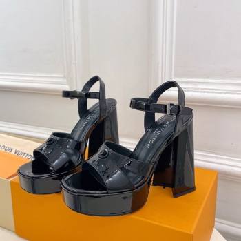 Louis Vuitton Maya Heeled Platform Sandals 12cm in Patent Leather Black 2025 1AGXXV (MD-250607054)