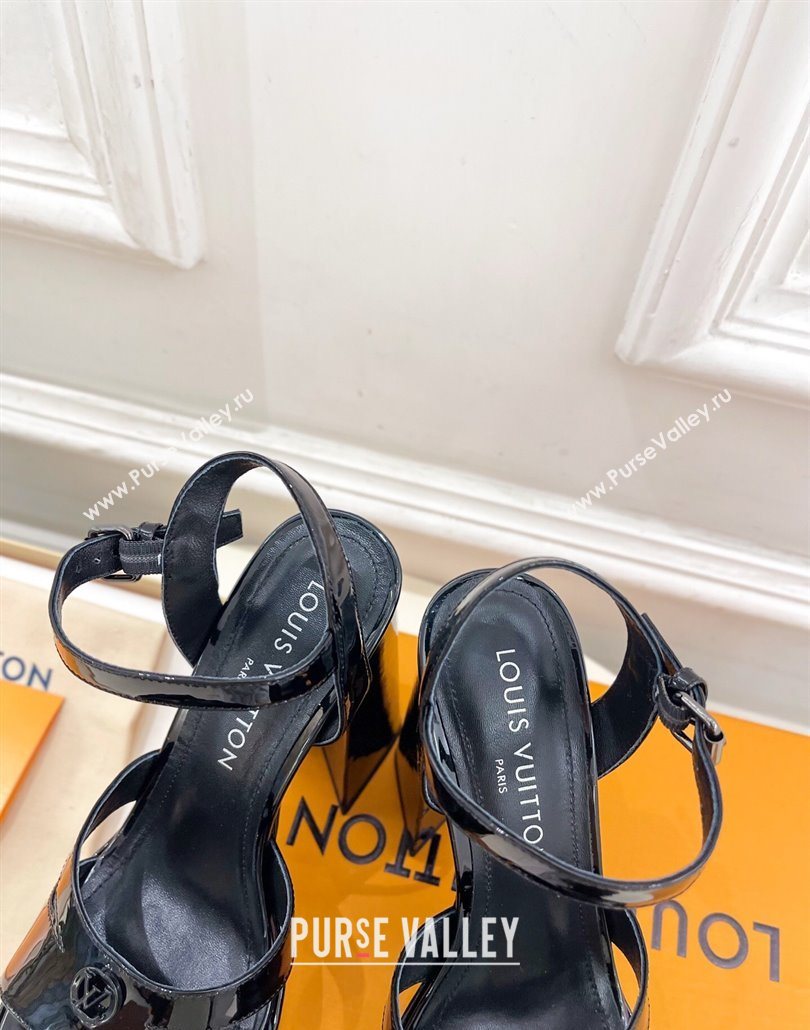 Louis Vuitton Maya Heeled Platform Sandals 12cm in Patent Leather Black 2025 1AGXXV (MD-250607054)