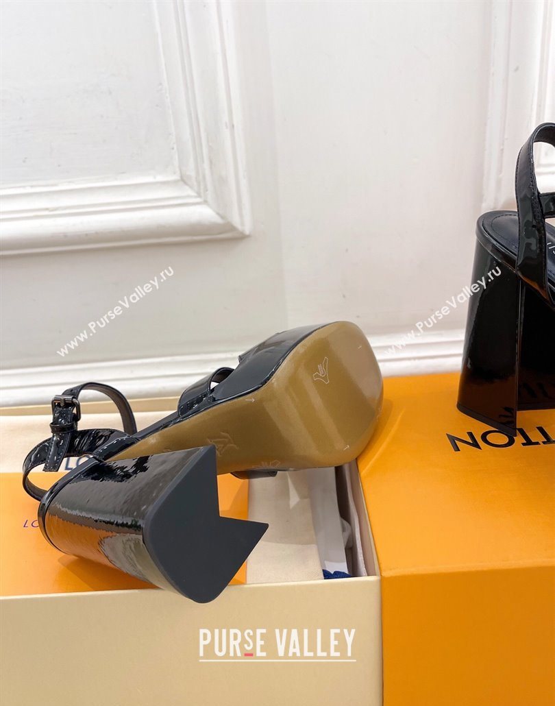 Louis Vuitton Maya Heeled Platform Sandals 12cm in Patent Leather Black 2025 1AGXXV (MD-250607054)