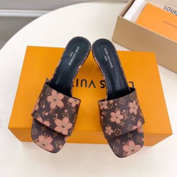 Louis Vuitton Neo Revival Heel Slides Sandal 5cm in Monogram Canvas with Cherry Bloom Print 2025 (MD-250607003)