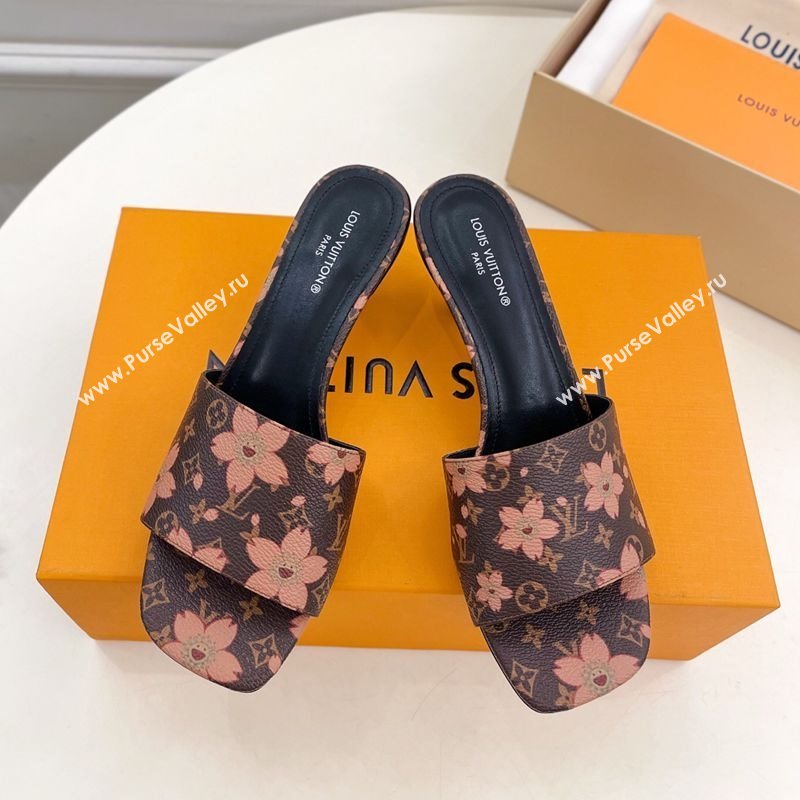 Louis Vuitton Neo Revival Heel Slides Sandal 5cm in Monogram Canvas with Cherry Bloom Print 2025 (MD-250607003)