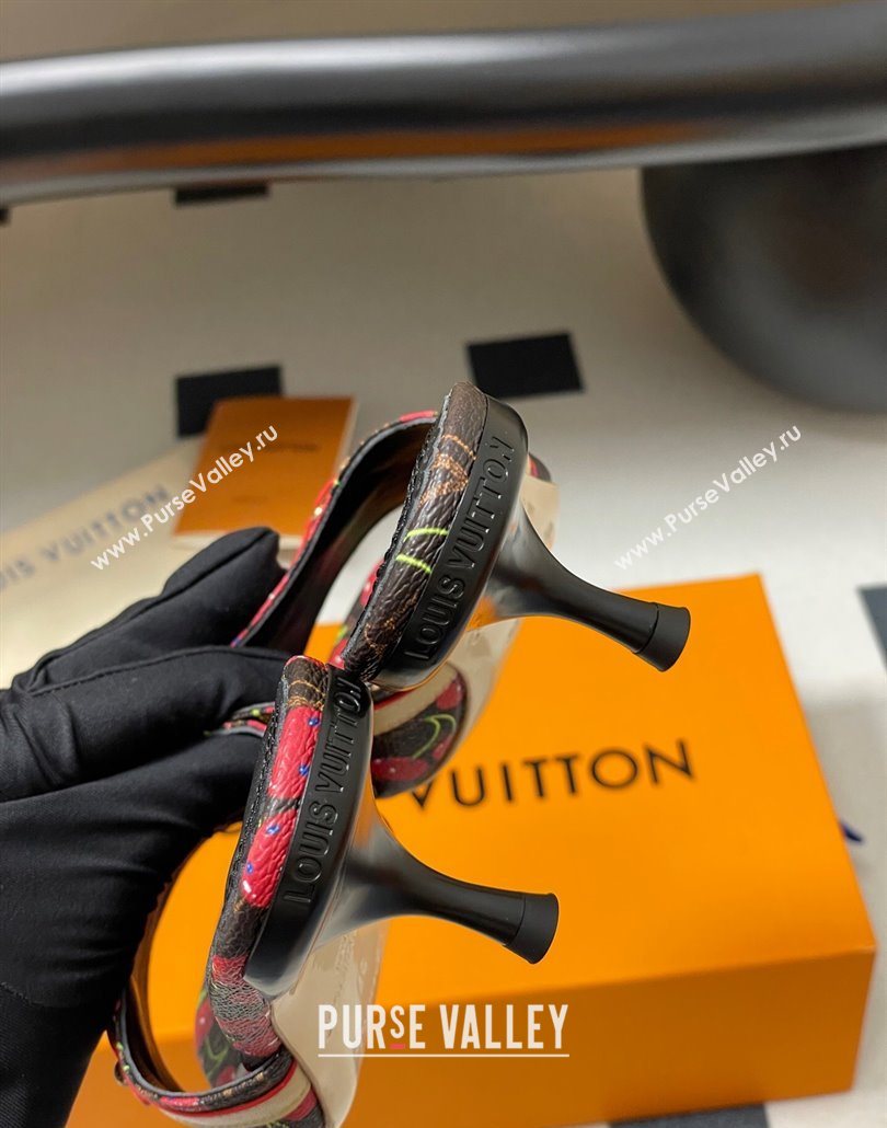 Louis Vuitton LV x TM Neo 6AM Heel Slides Sandal 6cm in Leather with Luscious Cherry and Bow Black 2025 (MD-250607012)