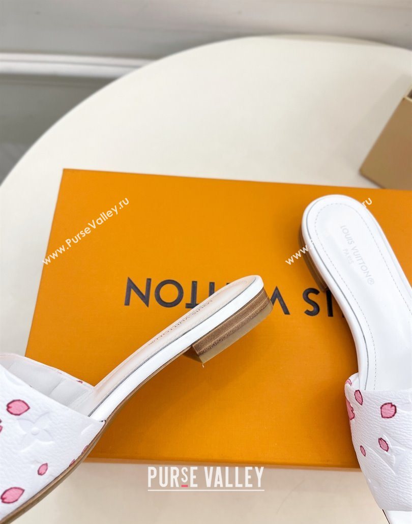 Louis Vuitton Neo Revival Flat Slides Sandal in Monogram Leather with Cherry Bloom Print White 2025 (MD-250607005)
