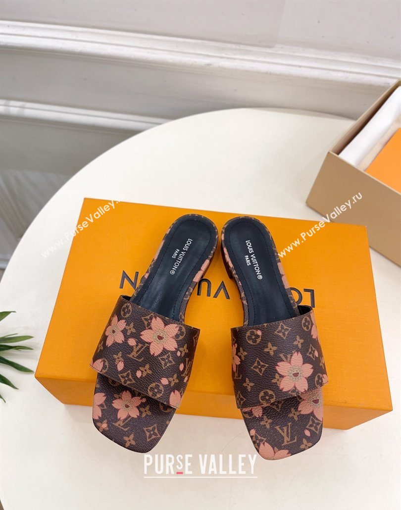 Louis Vuitton Neo Revival Flat Slides Sandal in Monogram Canvas with Cherry Bloom Print 2025 (MD-250607006)