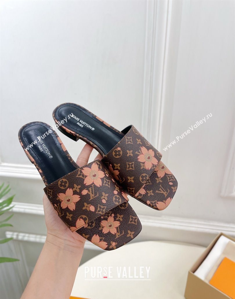 Louis Vuitton Neo Revival Flat Slides Sandal in Monogram Canvas with Cherry Bloom Print 2025 (MD-250607006)