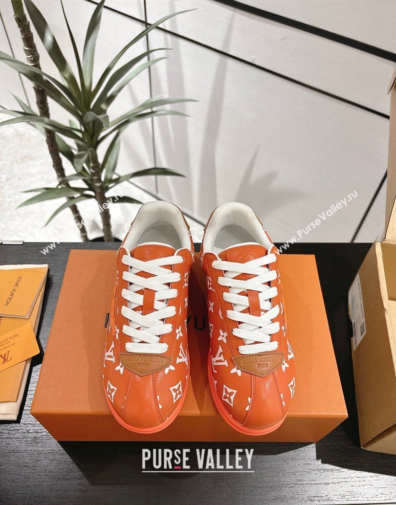 Louis Vuitton Leather Sneakers Orange 2025 0609 (For Women and Men) (MD-250609001)