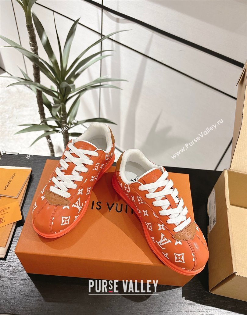 Louis Vuitton Leather Sneakers Orange 2025 0609 (For Women and Men) (MD-250609001)