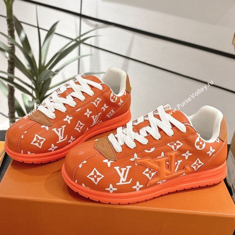Louis Vuitton Leather Sneakers Orange 2025 0609 (For Women and Men) (MD-250609001)