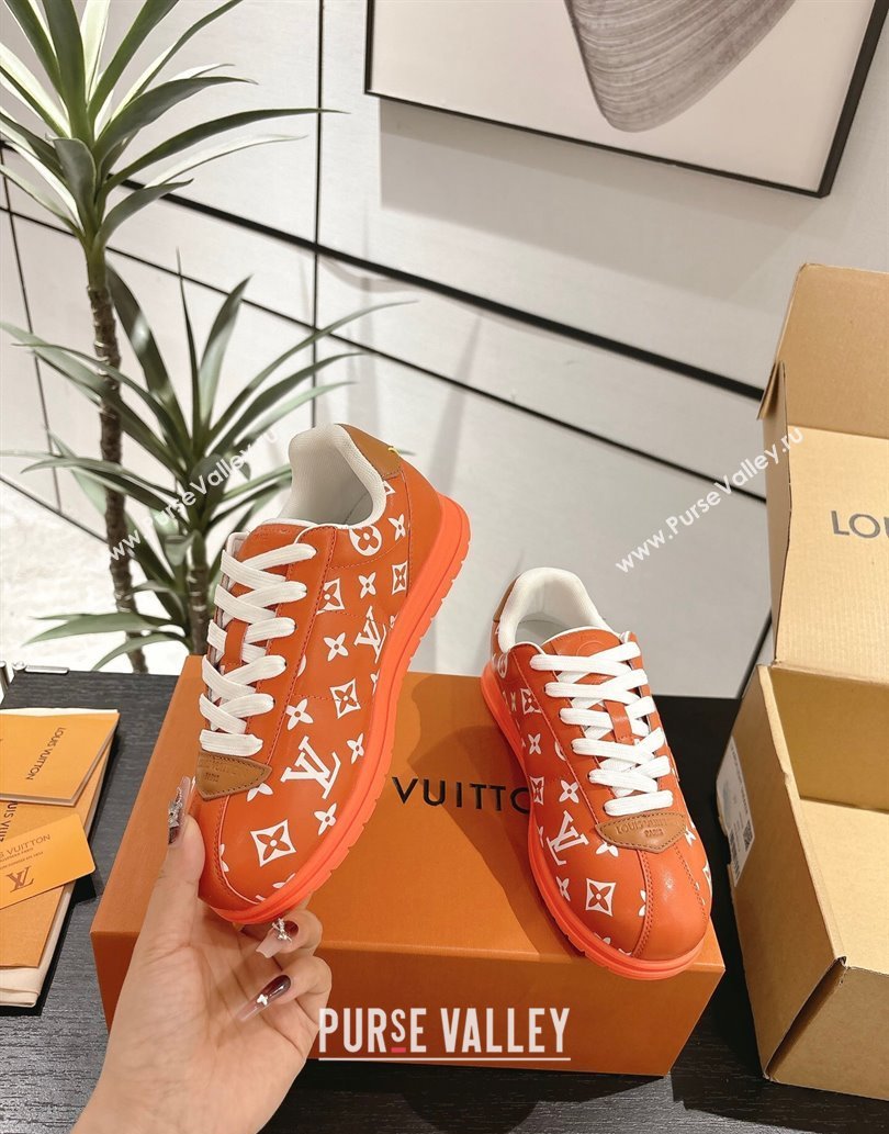Louis Vuitton Leather Sneakers Orange 2025 0609 (For Women and Men) (MD-250609001)