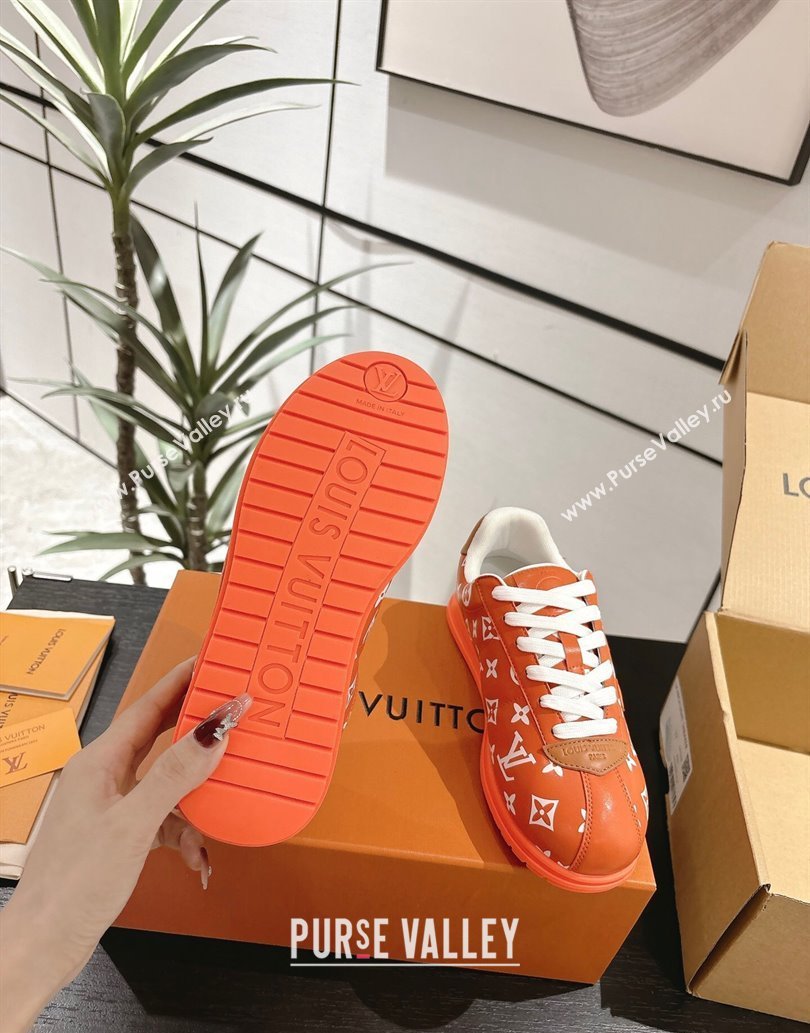 Louis Vuitton Leather Sneakers Orange 2025 0609 (For Women and Men) (MD-250609001)