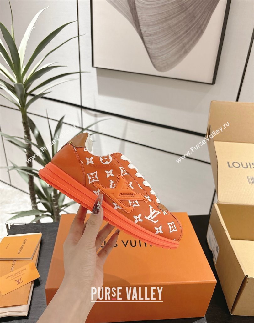 Louis Vuitton Leather Sneakers Orange 2025 0609 (For Women and Men) (MD-250609001)