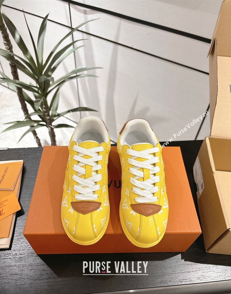 Louis Vuitton Leather Sneakers Yellow 2025 0609 (For Women and Men) (MD-250609002)