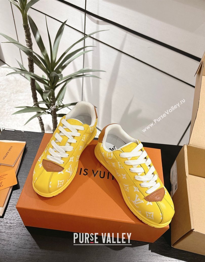 Louis Vuitton Leather Sneakers Yellow 2025 0609 (For Women and Men) (MD-250609002)