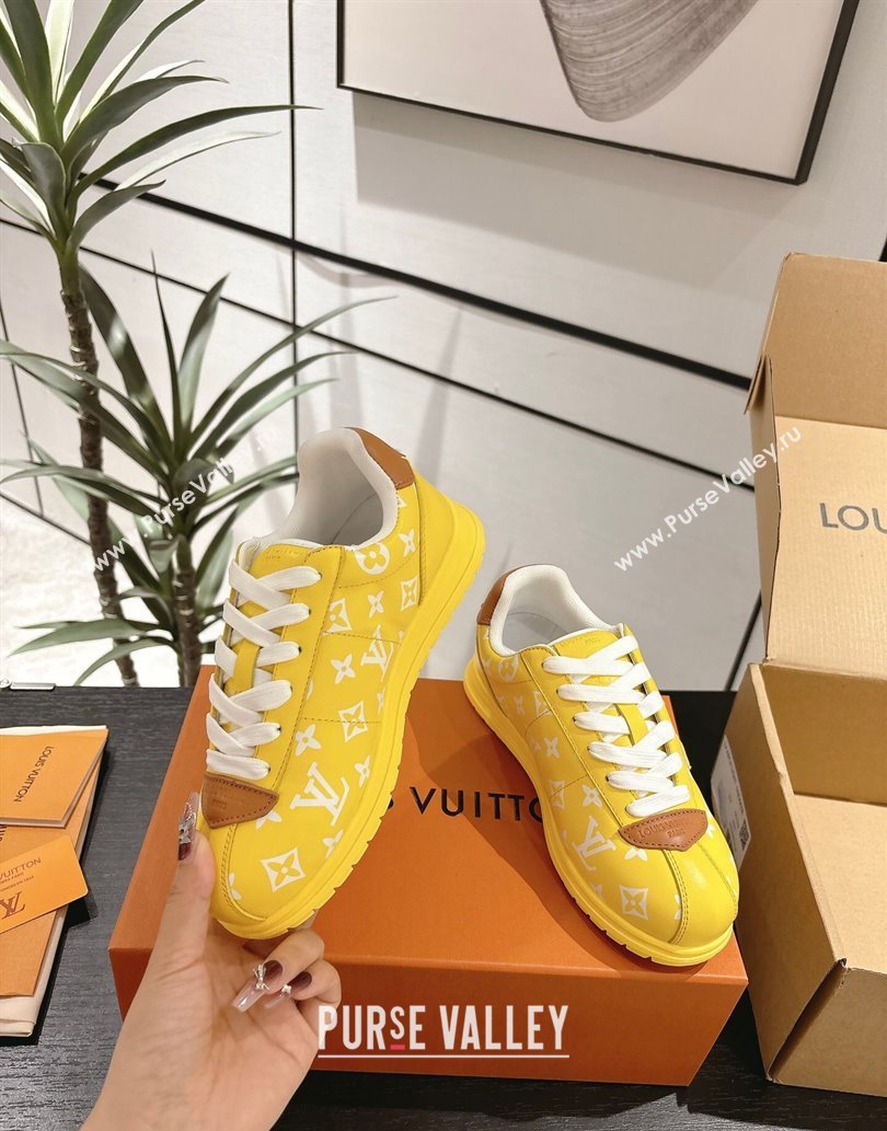 Louis Vuitton Leather Sneakers Yellow 2025 0609 (For Women and Men) (MD-250609002)