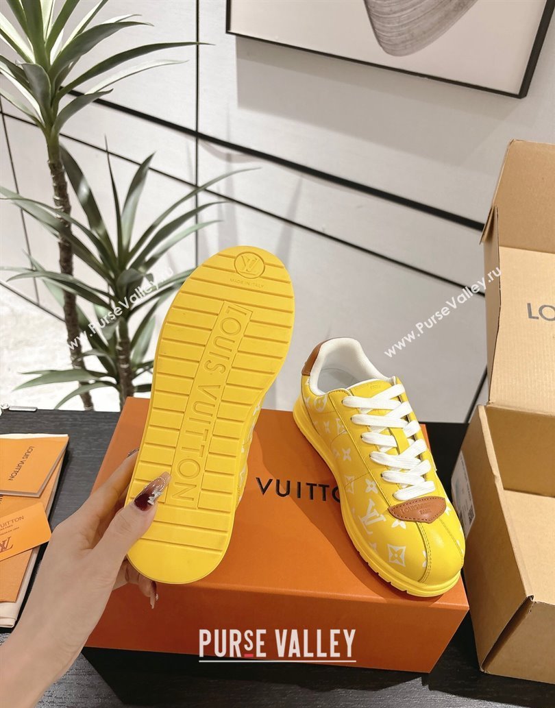 Louis Vuitton Leather Sneakers Yellow 2025 0609 (For Women and Men) (MD-250609002)