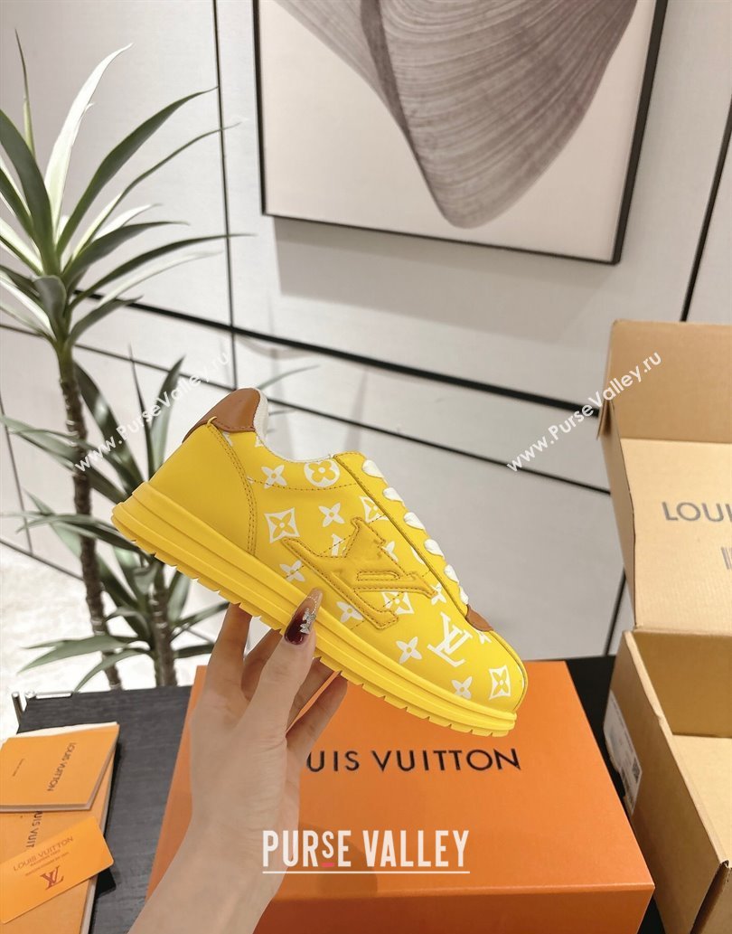 Louis Vuitton Leather Sneakers Yellow 2025 0609 (For Women and Men) (MD-250609002)