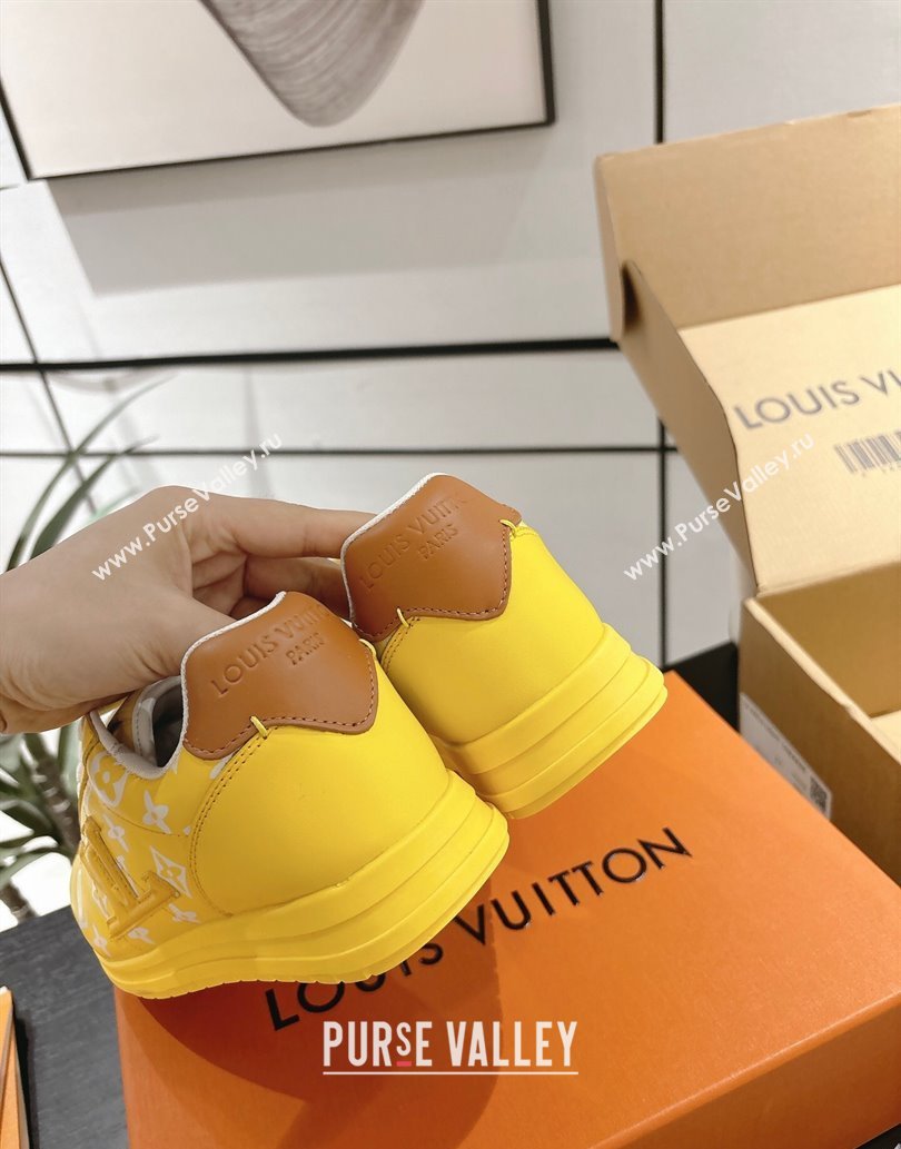 Louis Vuitton Leather Sneakers Yellow 2025 0609 (For Women and Men) (MD-250609002)