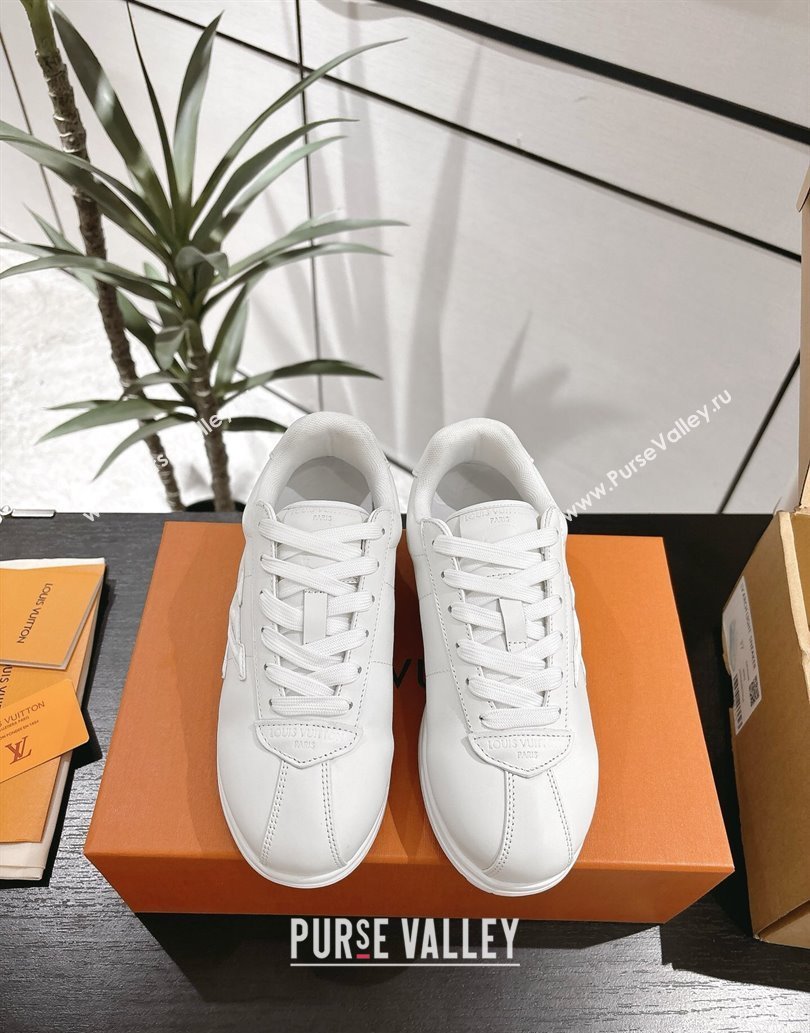 Louis Vuitton Leather Sneakers All White 2025 0609 (For Women and Men) (MD-250609003)