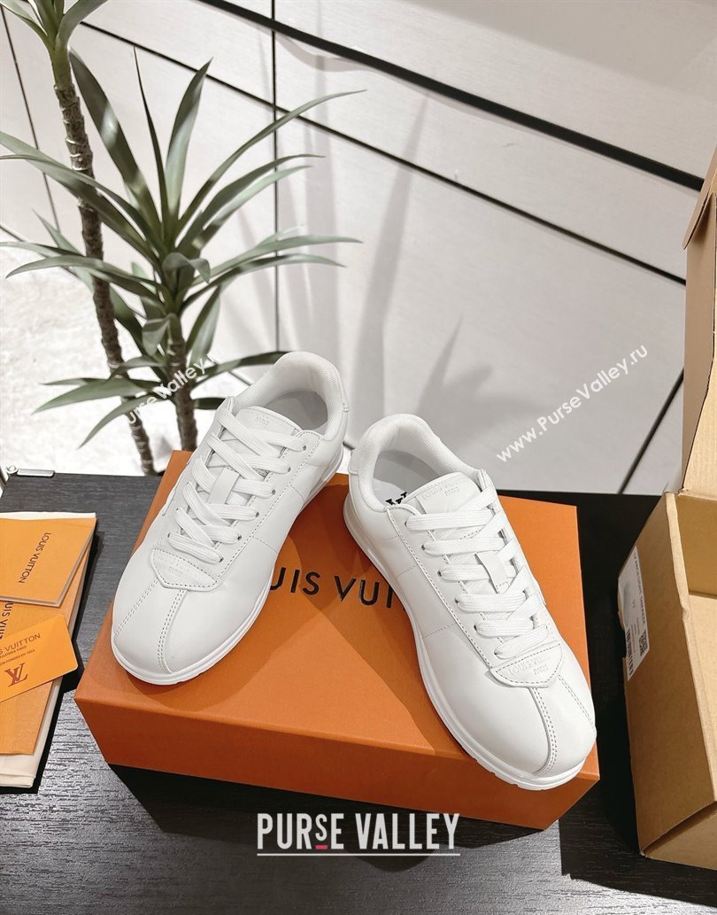 Louis Vuitton Leather Sneakers All White 2025 0609 (For Women and Men) (MD-250609003)