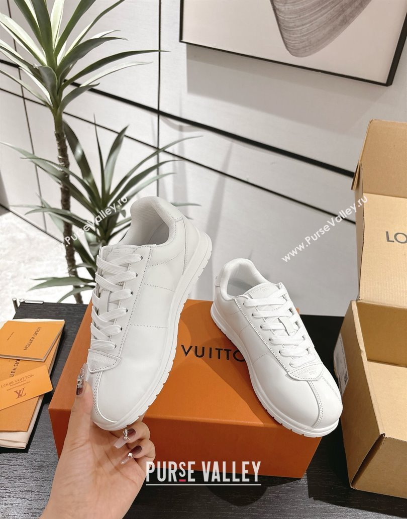 Louis Vuitton Leather Sneakers All White 2025 0609 (For Women and Men) (MD-250609003)