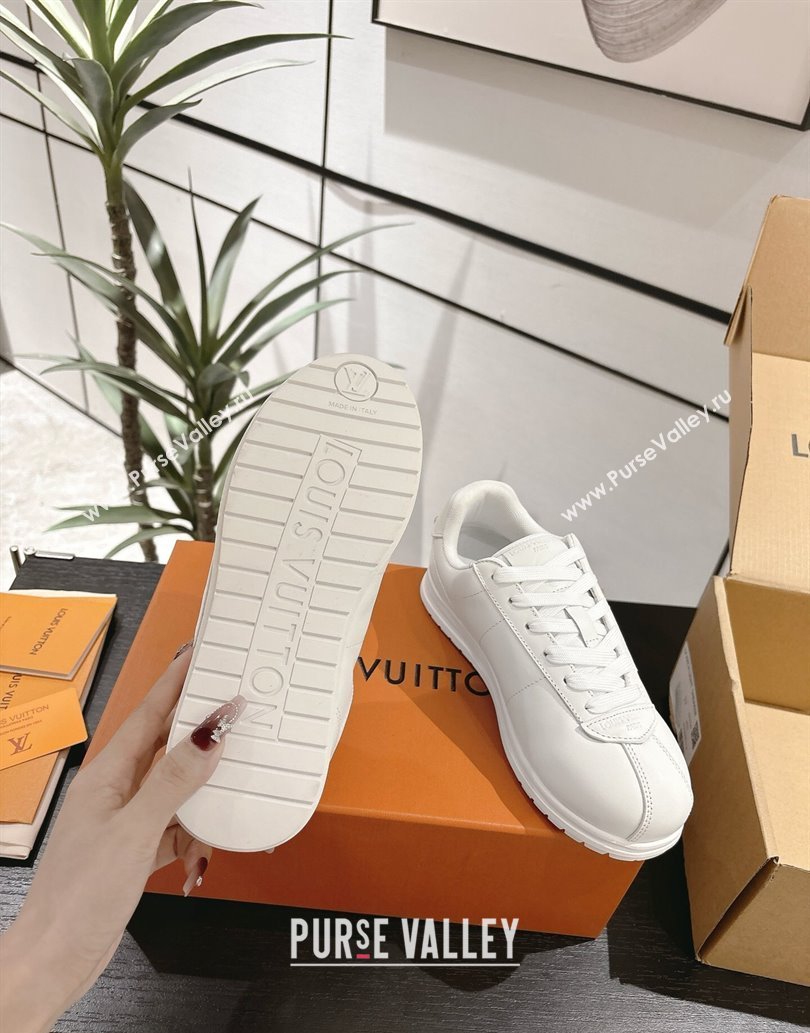 Louis Vuitton Leather Sneakers All White 2025 0609 (For Women and Men) (MD-250609003)