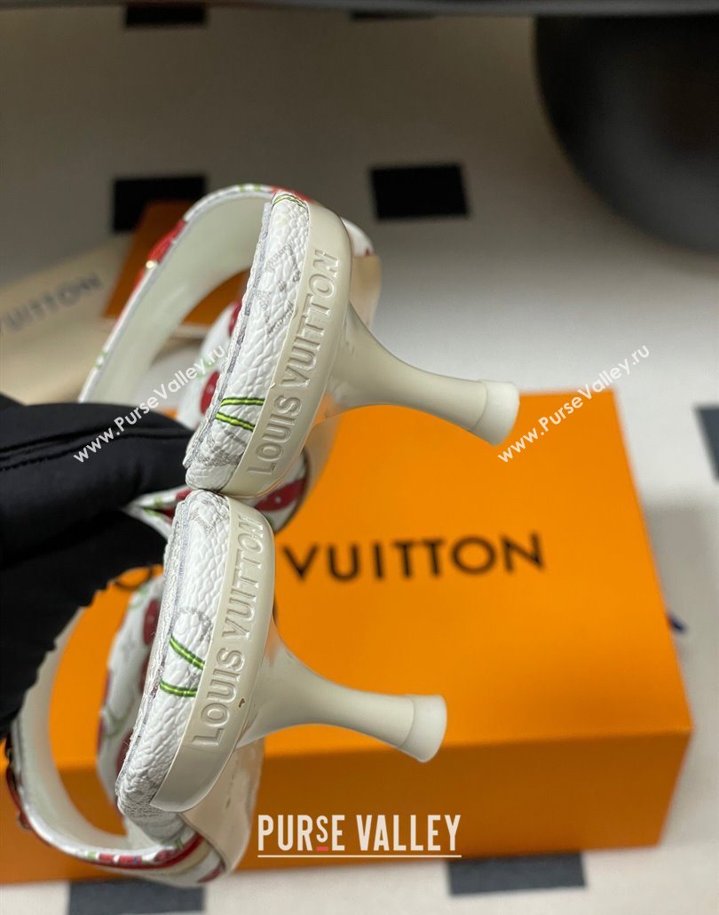 Louis Vuitton LV x TM Neo 6AM Heel Slides Sandal 6cm in Leather with Luscious Cherry and Bow White 2025 (MD-250607013)
