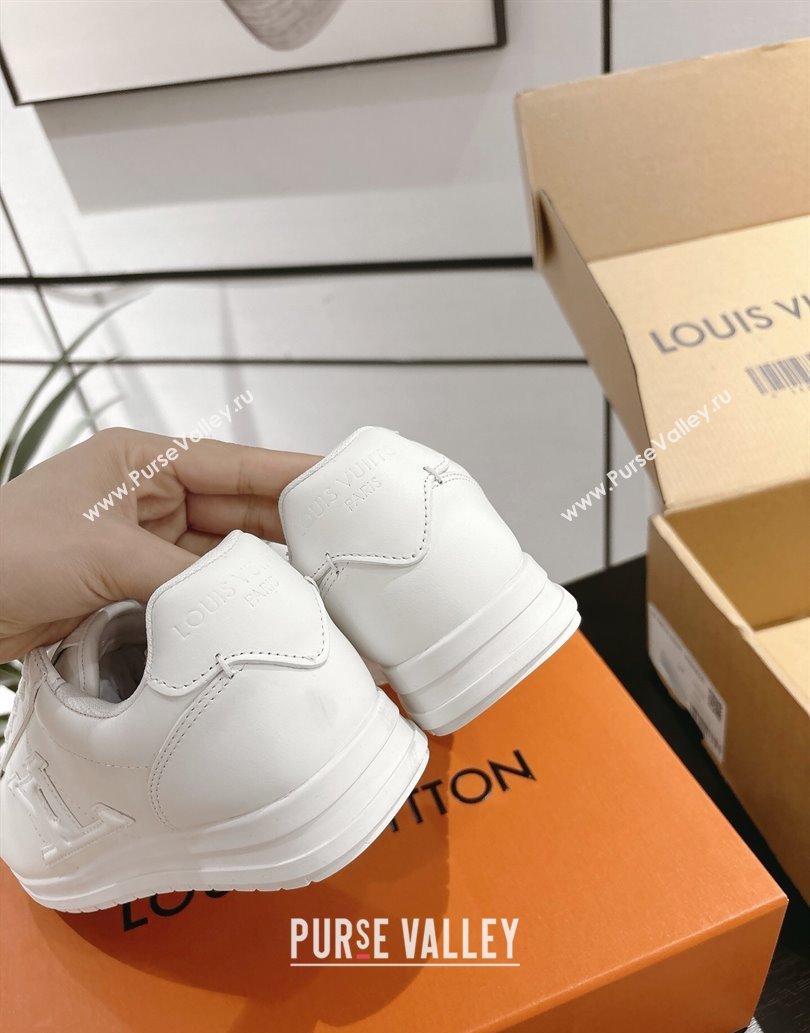 Louis Vuitton Leather Sneakers All White 2025 0609 (For Women and Men) (MD-250609003)