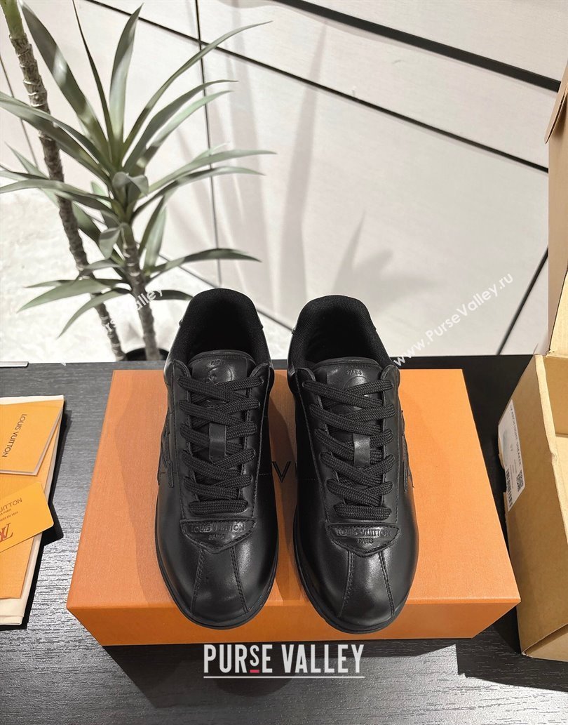 Louis Vuitton Leather Sneakers Black 2025 0609 (For Women and Men) (MD-250609005)