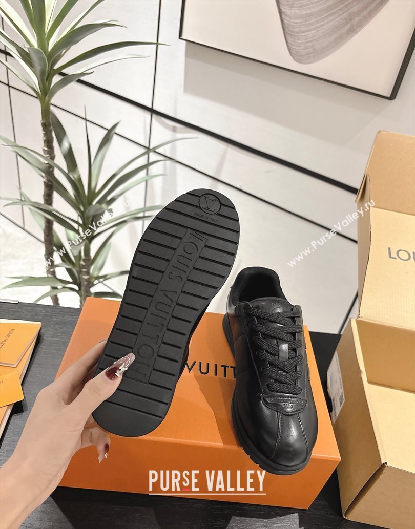 Louis Vuitton Leather Sneakers Black 2025 0609 (For Women and Men) (MD-250609005)