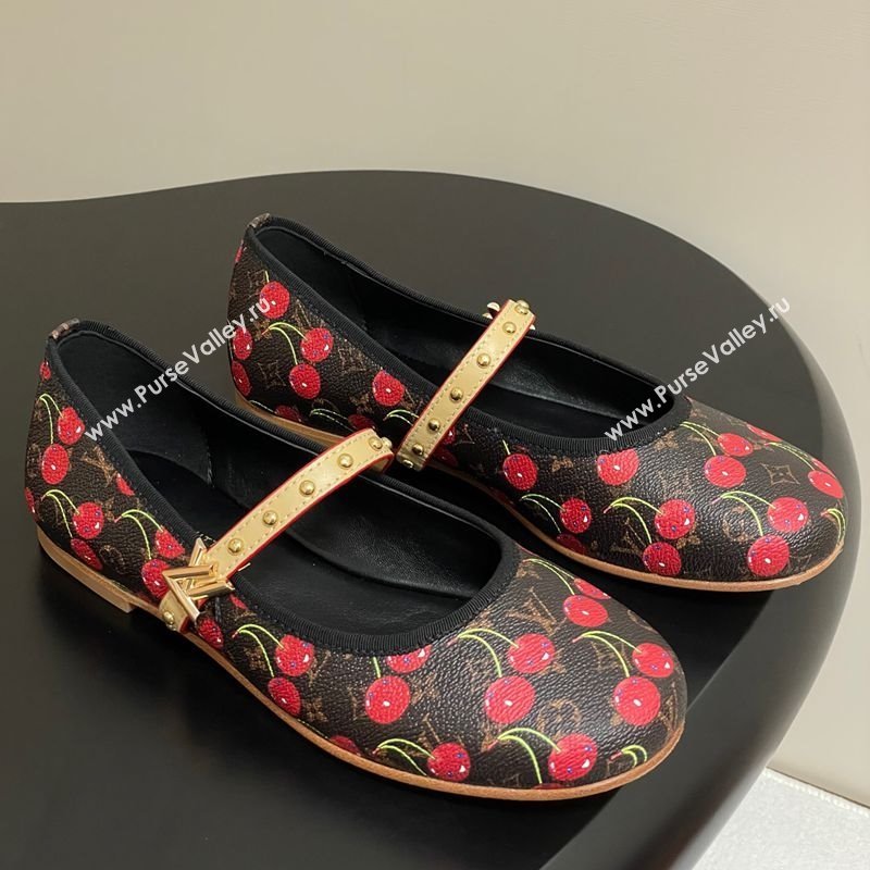 Louis Vuitton LV x TM Romy Flat Ballerinas in Leather with Luscious Cherry Black 2025 (MD-250607014)