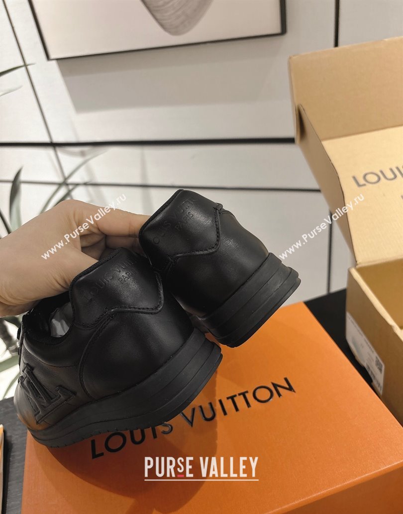 Louis Vuitton Leather Sneakers Black 2025 0609 (For Women and Men) (MD-250609005)