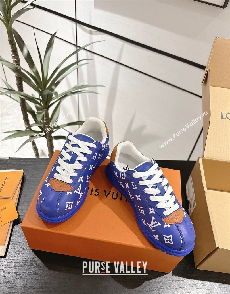 Louis Vuitton Leather Sneakers Blue2 2025 0609 (For Women and Men) (MD-250609006)