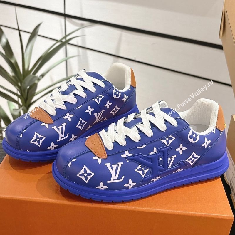 Louis Vuitton Leather Sneakers Blue2 2025 0609 (For Women and Men) (MD-250609006)