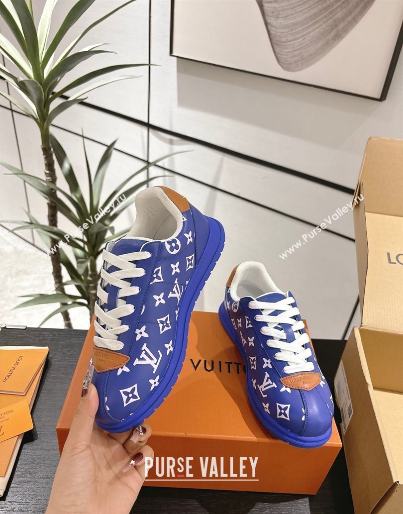 Louis Vuitton Leather Sneakers Blue2 2025 0609 (For Women and Men) (MD-250609006)