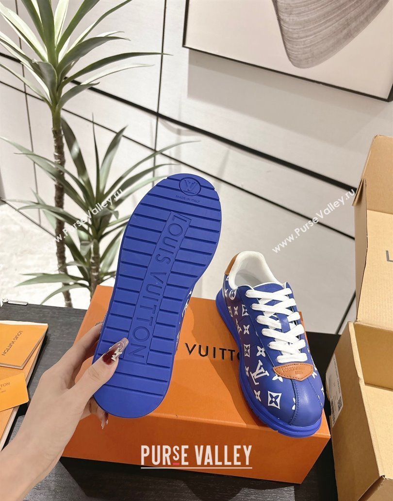 Louis Vuitton Leather Sneakers Blue2 2025 0609 (For Women and Men) (MD-250609006)