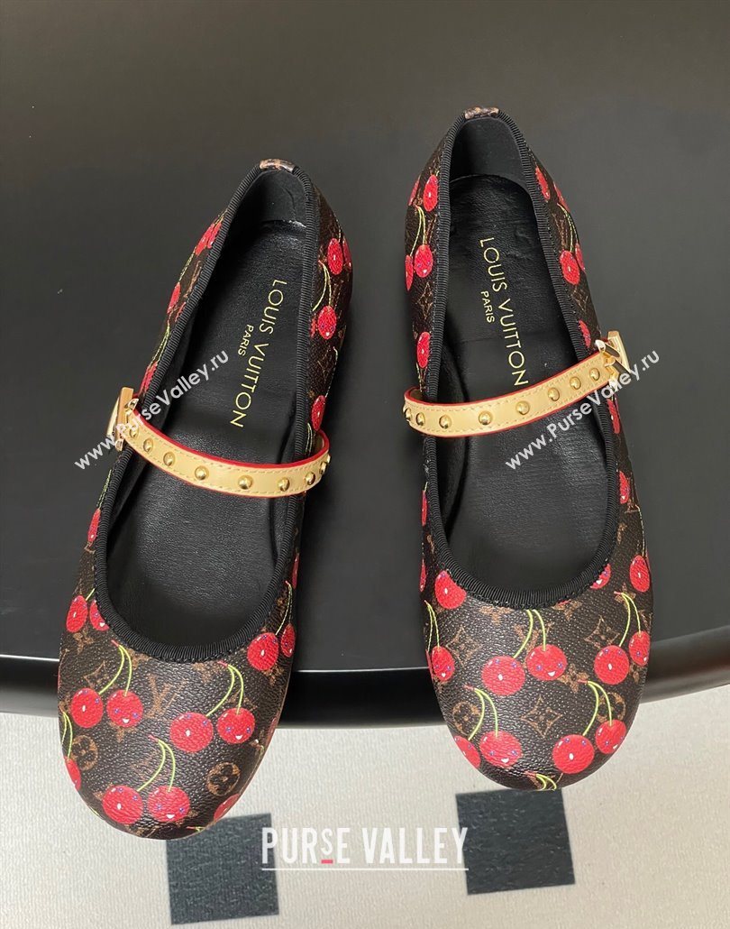 Louis Vuitton LV x TM Romy Flat Ballerinas in Leather with Luscious Cherry Black 2025 (MD-250607014)