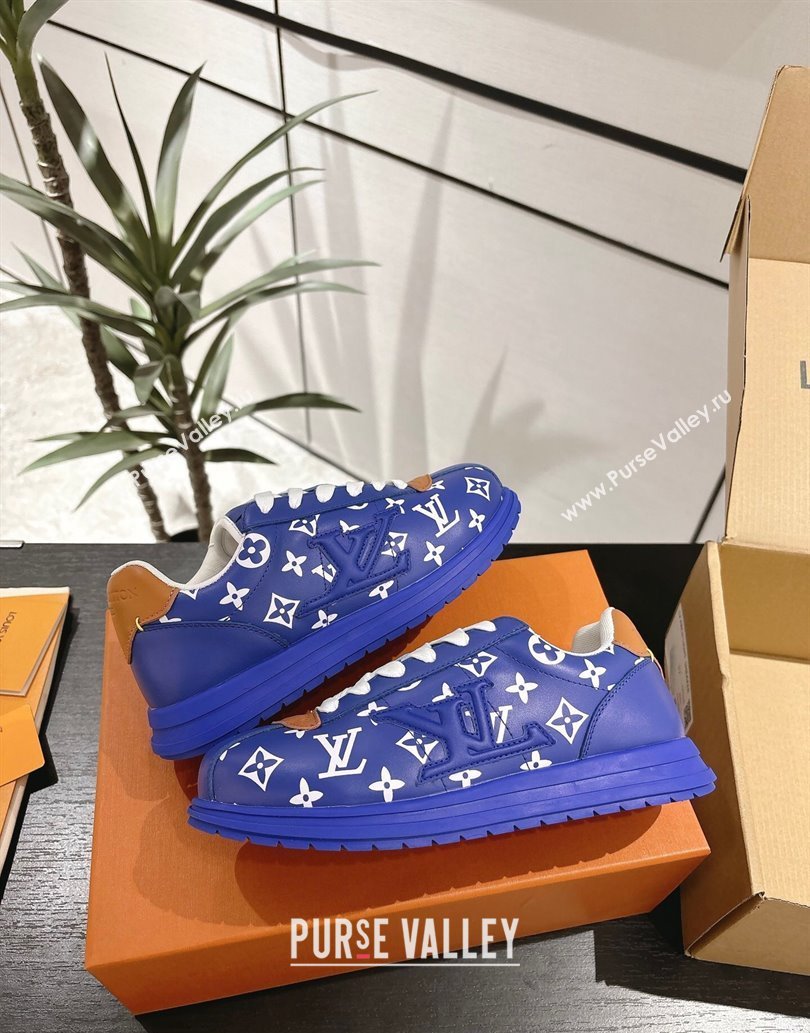 Louis Vuitton Leather Sneakers Blue2 2025 0609 (For Women and Men) (MD-250609006)
