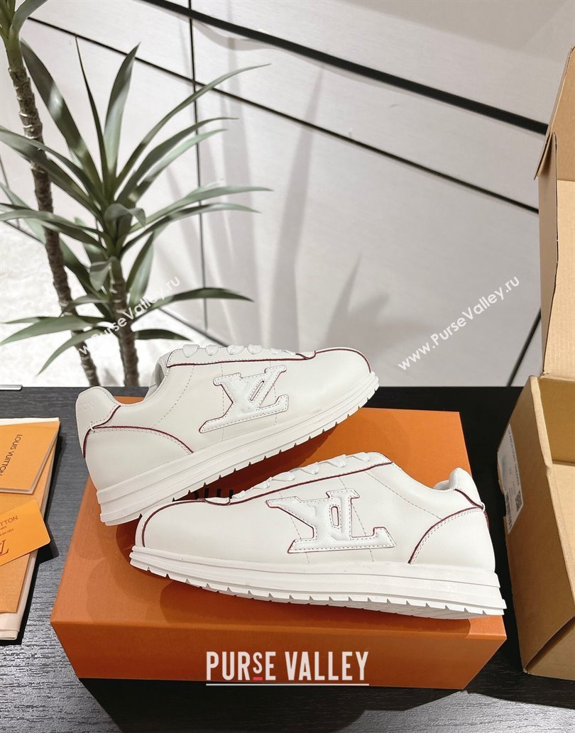 Louis Vuitton Leather Sneakers White 2 2025 0609 (For Women and Men) (MD-250609007)