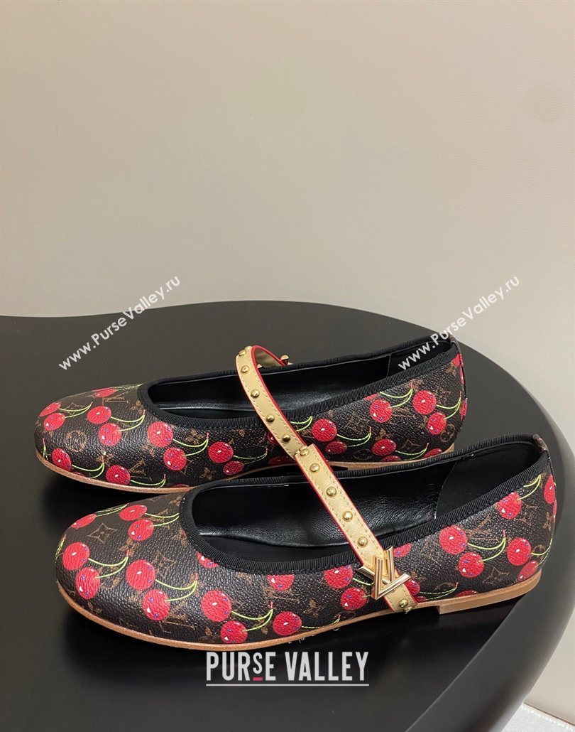 Louis Vuitton LV x TM Romy Flat Ballerinas in Leather with Luscious Cherry Black 2025 (MD-250607014)