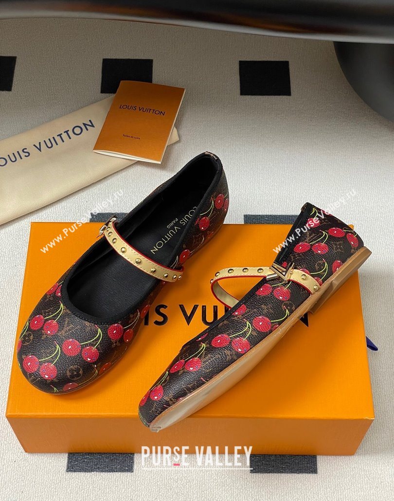 Louis Vuitton LV x TM Romy Flat Ballerinas in Leather with Luscious Cherry Black 2025 (MD-250607014)