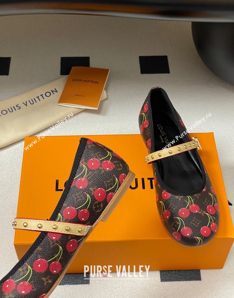 Louis Vuitton LV x TM Romy Flat Ballerinas in Leather with Luscious Cherry Black 2025 (MD-250607014)