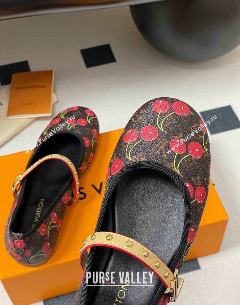 Louis Vuitton LV x TM Romy Flat Ballerinas in Leather with Luscious Cherry Black 2025 (MD-250607014)