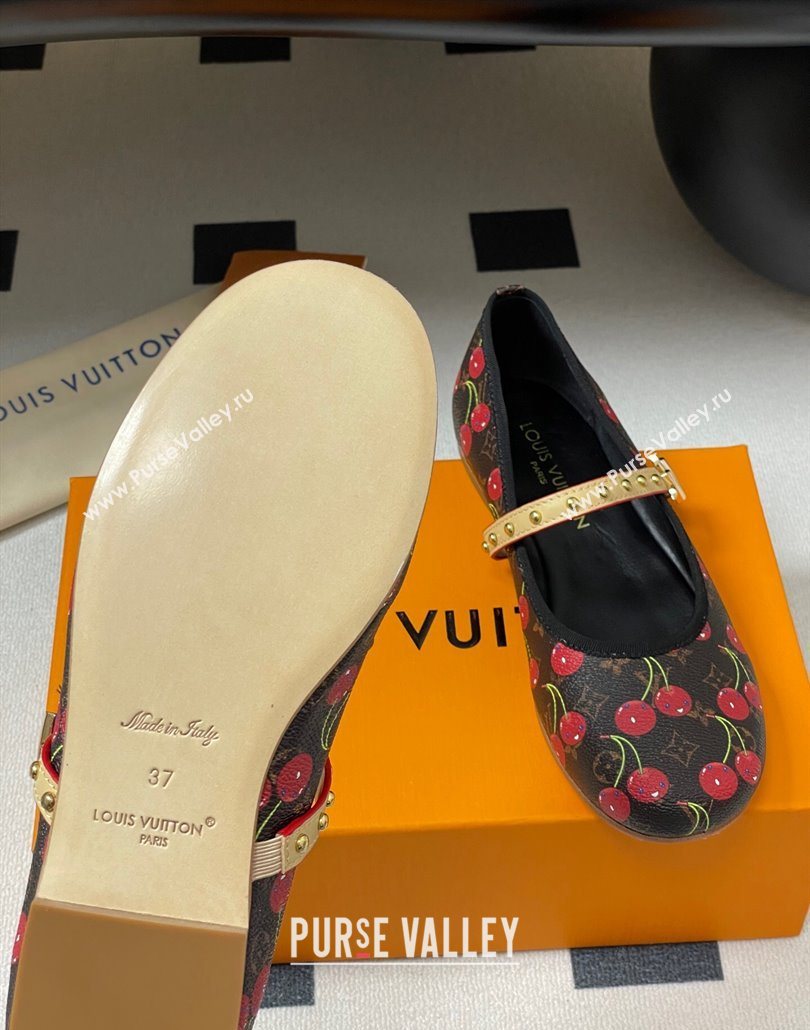 Louis Vuitton LV x TM Romy Flat Ballerinas in Leather with Luscious Cherry Black 2025 (MD-250607014)