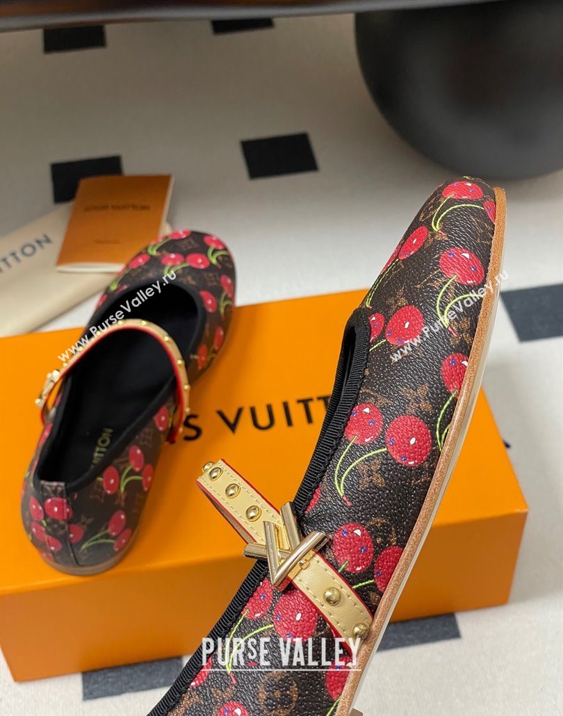 Louis Vuitton LV x TM Romy Flat Ballerinas in Leather with Luscious Cherry Black 2025 (MD-250607014)