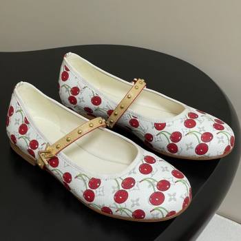 Louis Vuitton LV x TM Romy Flat Ballerinas in Leather with Luscious Cherry White 2025 (MD-250607015)